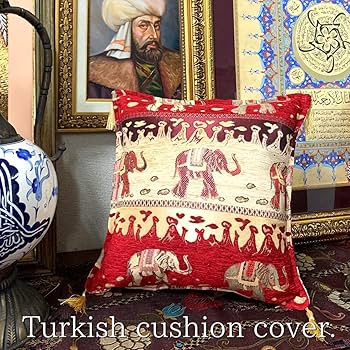 トルコ柄　クッションカバー Amazon.co.jp: トルコ クッションカバー 45cm×45cm 象デザイン